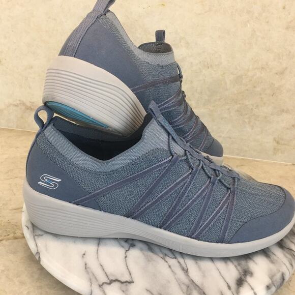 Skechers Womens Arya Blue Slip-on Sneaker Size 9 - Picture 5 of 16